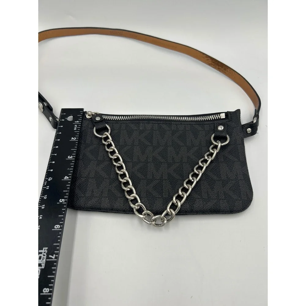Michael Kors Black Signature Logo Belt Bag Chain Detail 35H1ST9N2B Waist Pack